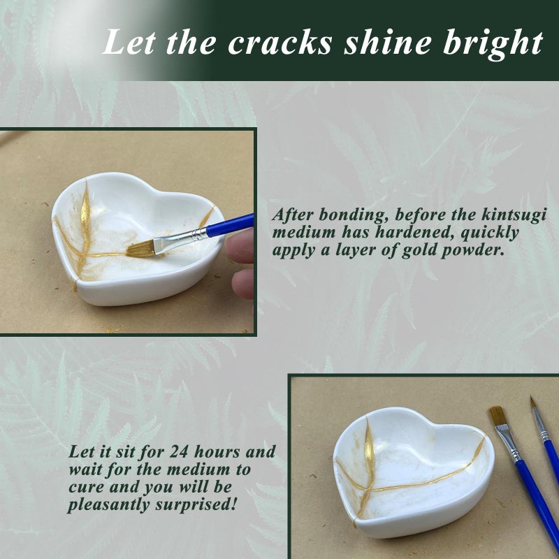 1DFAUL Kintsugi Repair Kit Gold, Japanese Kintsugi Kit to Improve Your Ceramic, Repair Your Meaningful Pottery with Gold Powder Medium, Perfect for Beginners Restoring Meaningful Gifts - Image 3
