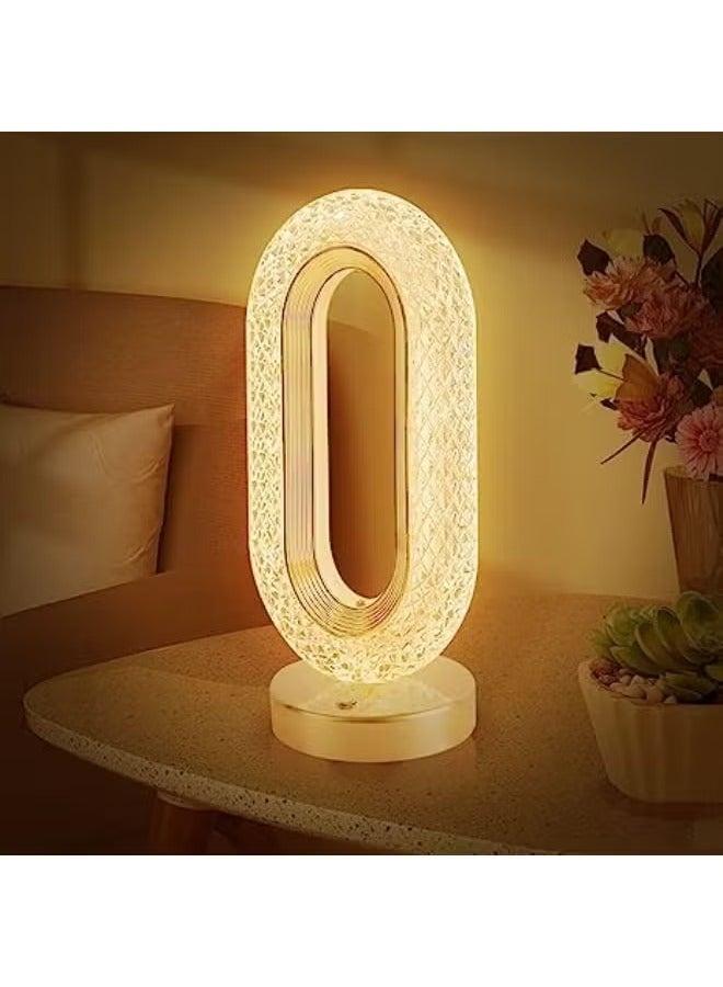 Bedside & Office Desk Lamp – Touch-Control 3-Step Dimmable LED with USB Rechargeable Battery Crystal Diamond Accents - Image 3