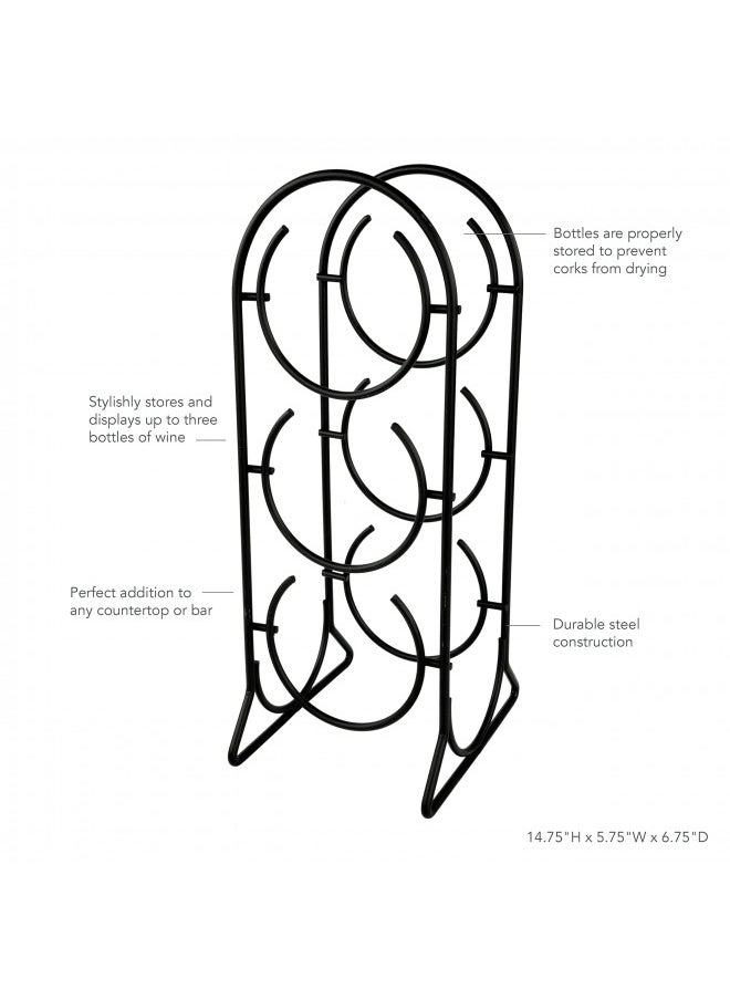 Spectrum Diversified Horseshoe Rack, 3 Holder Countertop Storage, Holds Standard & Jumbo Wine, Modern Kitchen Décor & Storage, 3 Bottle