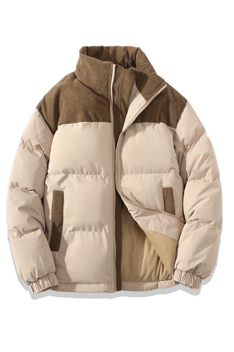2023 New Cotton-Padded Coat Men'S Fashion Brand Contrast Color Fashion Loose Bread Coat Cotton-Padded Coat Thickened Warm Cotton-Padded Coat - Image 1