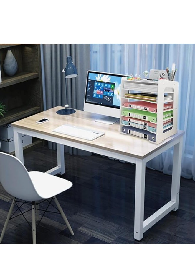 Generic 7 Tier File Rack Office Supplies Document Storage Rack Desktop Organizer with Pencil Holder Office Desktop File Paper Organizer A4 Paper Holder for Home Office School  - Image 5