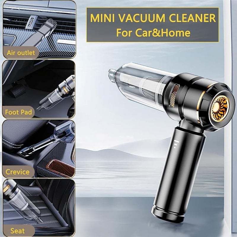 XVersion Cordless 4-in-1 Air Duster & Handheld Vacuum Cleaner, Portable Car Vacuum with Blow, Inflate, Deflate, 3-Speed Power, LED Battery Display & Type-C Charging - Black - Image 5