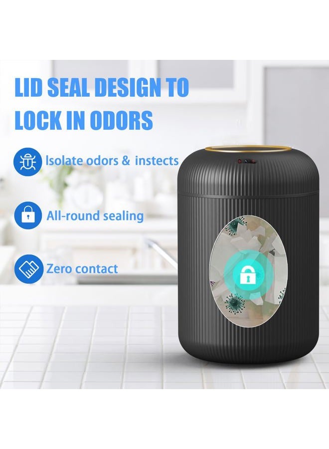 URALFA Motion Sensor Trash Can with Lid, 3 Gallon / 11 L Automatic Bathroom Trash Can, Touchless Trash Bin, Smart Plastic Garbage Can for Bedroom, Kitchen, Living Room, Office, Black - Image 3