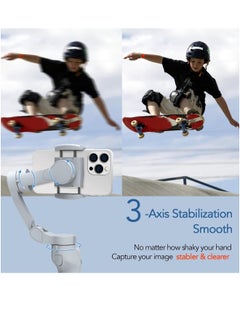 Generic Smartphone Gimbal Stabilizer with Face Object Tracking 3 Axis Phone Gimbal for Android and iPhone Phone Stabilizer for Video Recording Built In Extension Rod Portable Vlogging Stabilizer Kit  - Image 2