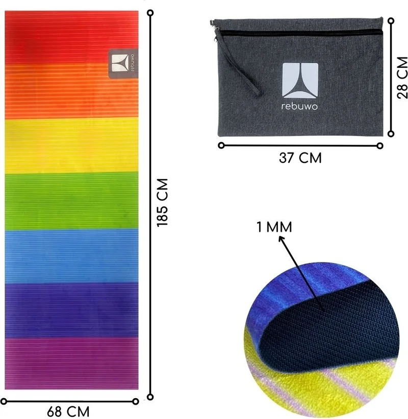 ريبو Travel Yoga Mat Foldable Natural Rubber Mat 1mm