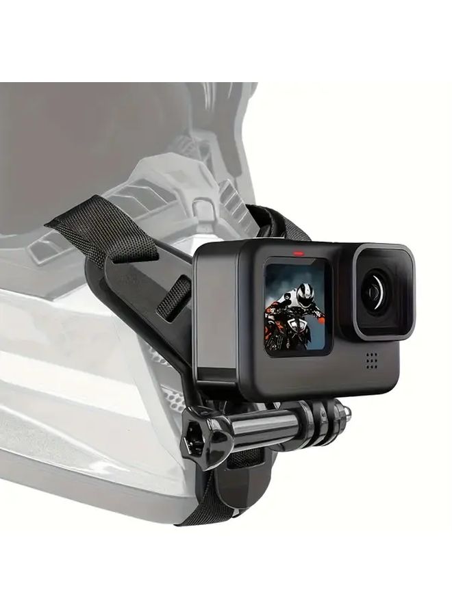 Orange Helmet Strap Mount Chin Stand Holder For Action Cameras ABS Material - Image 1