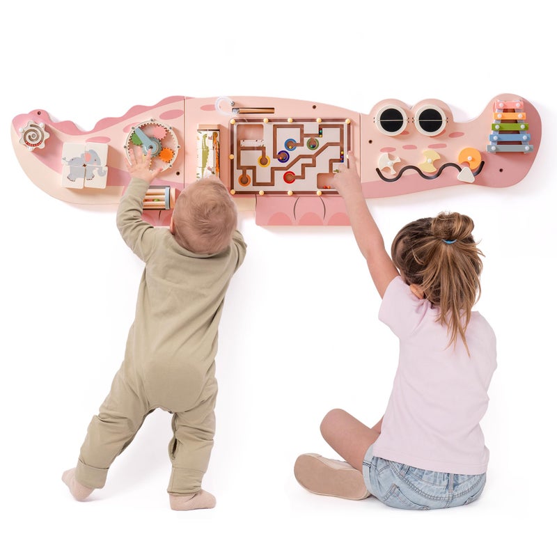 ROBUD Wooden Busy Board for Children  Montessori Learning Toy Wall Mounted Activity Centre with Gears Maze Childrens Wooden Toy Gifts for Toddlers Girls Boys - Image 3