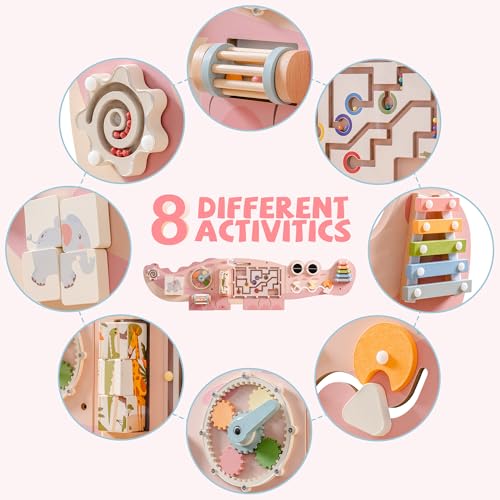 ROBUD Wooden Busy Board for Children  Montessori Learning Toy Wall Mounted Activity Centre with Gears Maze Childrens Wooden Toy Gifts for Toddlers Girls Boys - Image 5