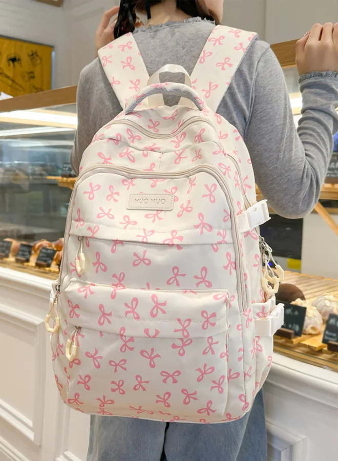 تايك تو مجموعة من حقيبة ظهر وحقيبة كتف ومحفظة بطبعة فيونكة