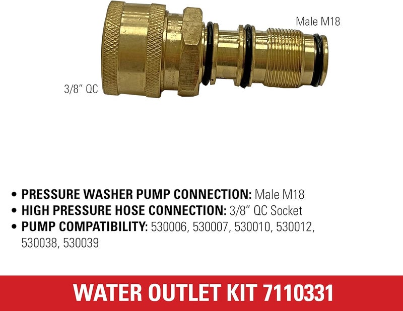 Simpson Cleaning 7110331 Replacement Water Outlet Kit for AAA Pressure Washer Pumps Gold - Image 4
