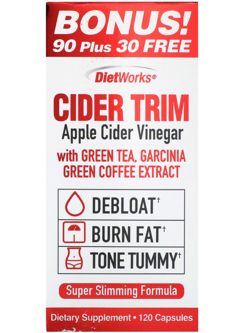 DietWorks Cider Trim, Apple Cider Vinegar 120 Capsules - Image 1