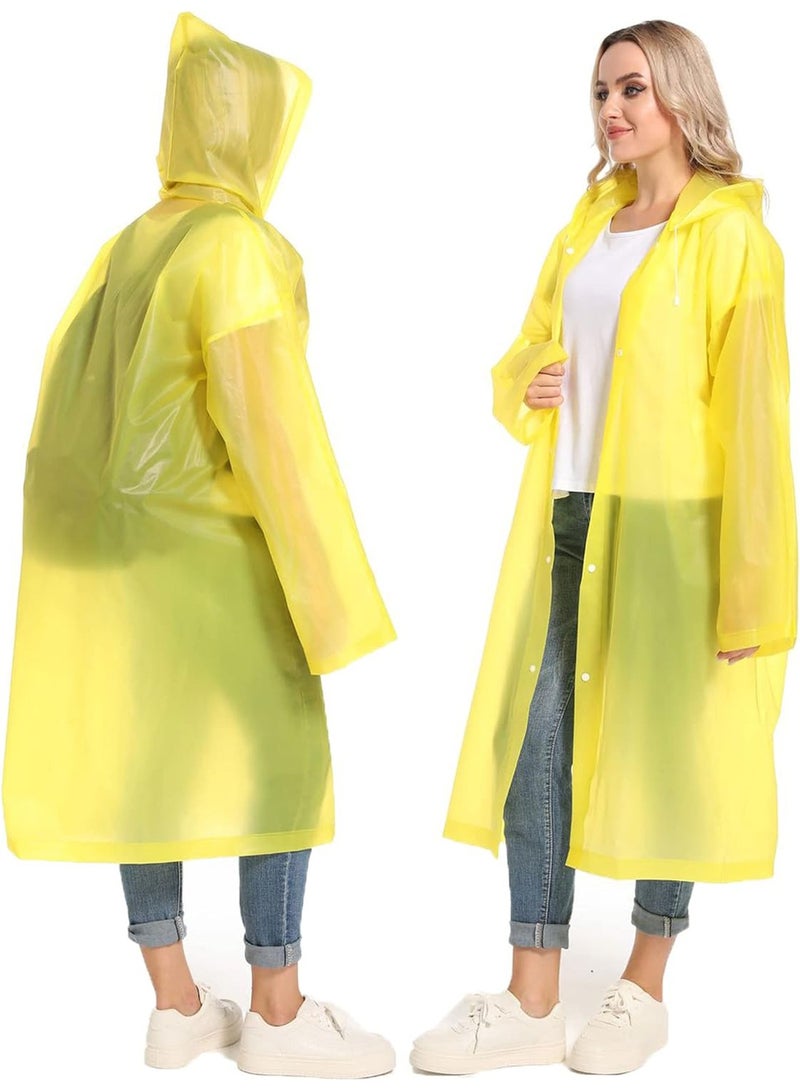 Generic Portable Transparent Rain Ponchos for Adults, EVA, Unisex, Reusable Raincoats Emergency Survival With Hoods And Sleeves, Universal size, Yellow  - Image 2