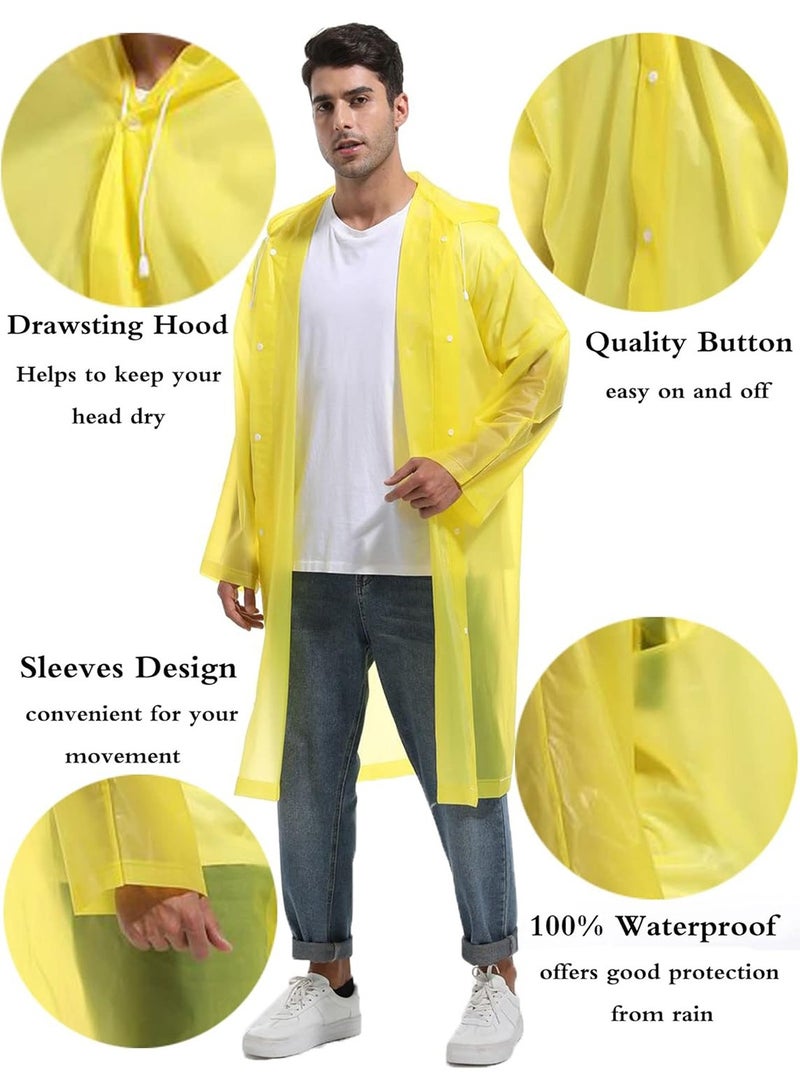 Generic Portable Transparent Rain Ponchos for Adults, EVA, Unisex, Reusable Raincoats Emergency Survival With Hoods And Sleeves, Universal size, Yellow  - Image 3