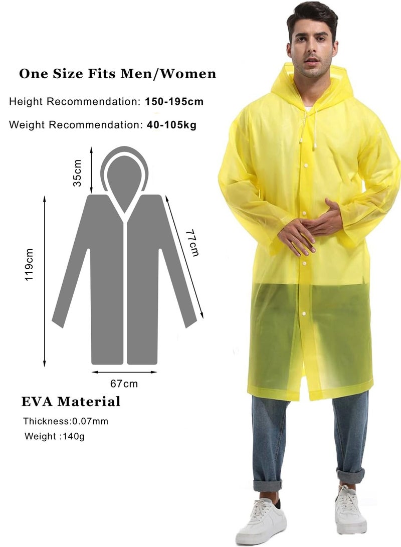 Generic Portable Transparent Rain Ponchos for Adults, EVA, Unisex, Reusable Raincoats Emergency Survival With Hoods And Sleeves, Universal size, Yellow  - Image 4