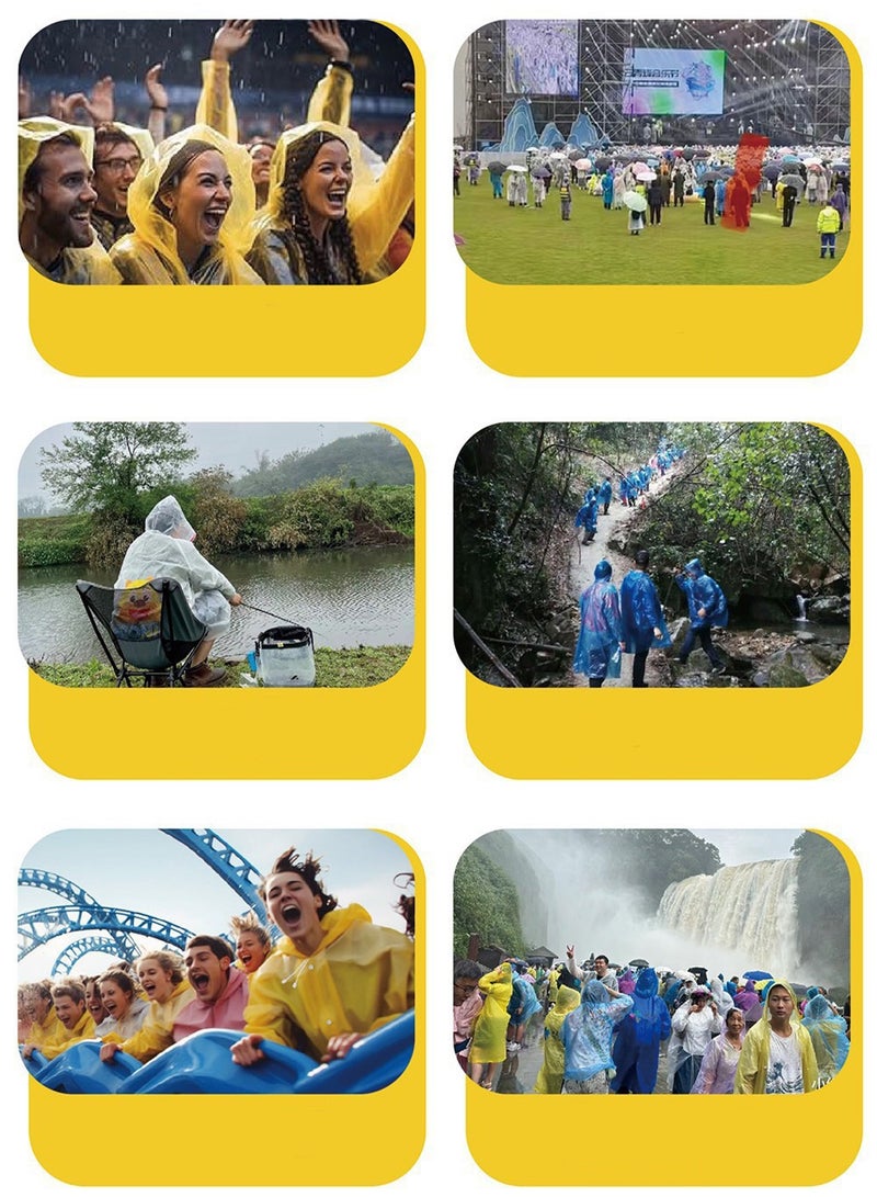 Generic Portable Transparent Rain Ponchos for Adults, EVA, Unisex, Reusable Raincoats Emergency Survival With Hoods And Sleeves, Universal size, Yellow  - Image 5