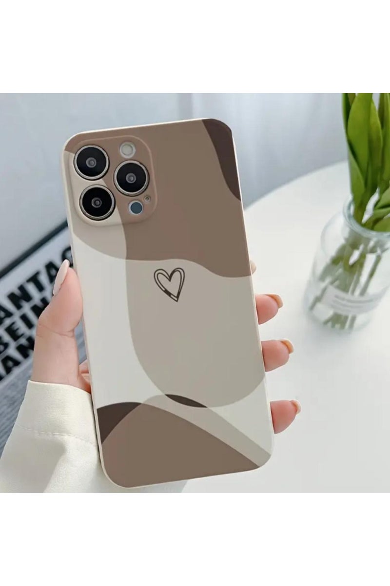 غطاء iPhone 13 Pro Max، جراب TPU أساسي متوافق مع iPhone 15 Pro Max متين ومقاوم للأوساخ وتصميم أنيق مع تفاصيل على شكل قلب، لون بيج / كريمي - Image 4