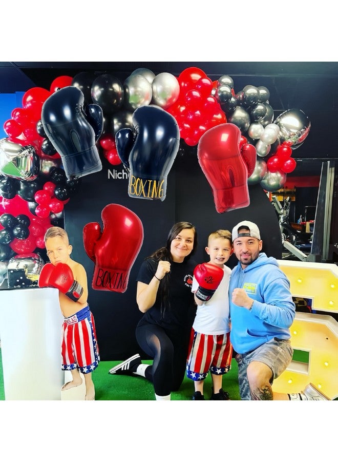 CYMYLAR 4Pcs Boxing Birthday Party Decorations/Inflatable Boxing Glove Balloons/Boxing Match Fitness Wrestle Pugilist Boxing Platform Party Decor for Boys Men/Fight Sports Theme Boxer Decor  - Image 5