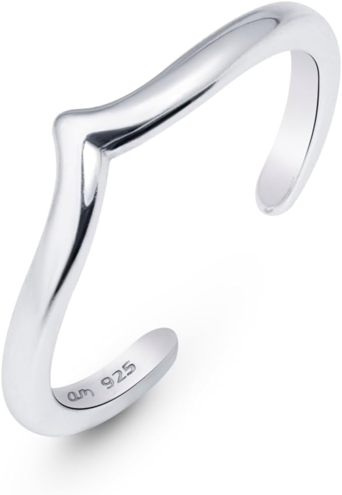 Amberta Adjustable 925 Sterling Silver Toe Ring for Women | Wave Hearts Flower Dolphin Crown Leaf Boho Foot Jewelry - Image 1