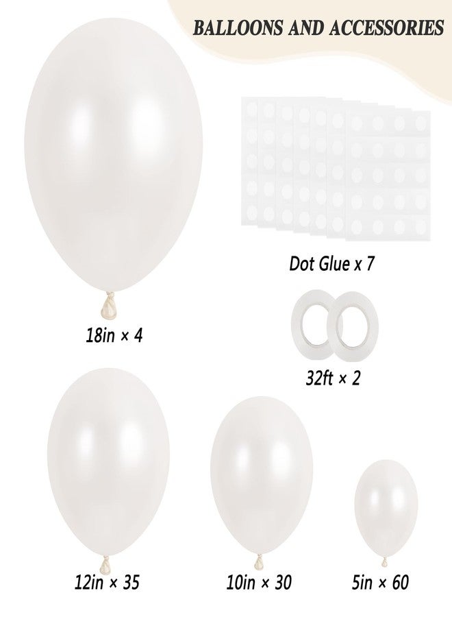 RUBFAC 129pcs Pearl White Balloons Different Sizes 18 12 10 5 Inch for Garland Arch Kit, Latex Balloon for Wedding Engagement Anniversary Bridal Baby Shower Birthday Party Decoration - Image 2