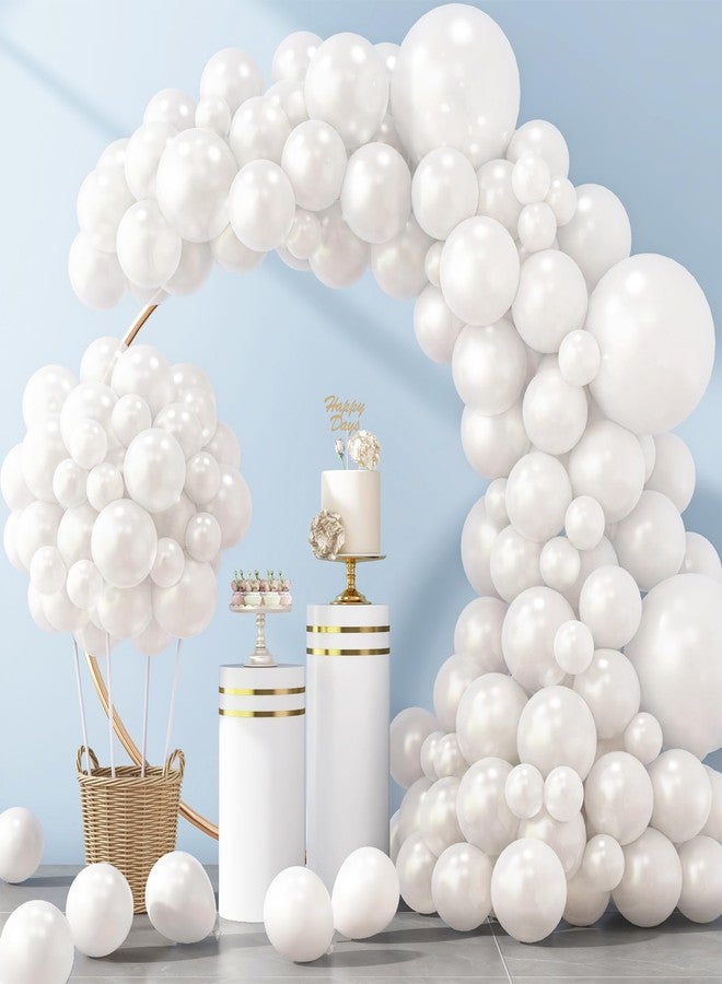 RUBFAC 129pcs Pearl White Balloons Different Sizes 18 12 10 5 Inch for Garland Arch Kit, Latex Balloon for Wedding Engagement Anniversary Bridal Baby Shower Birthday Party Decoration - Image 1