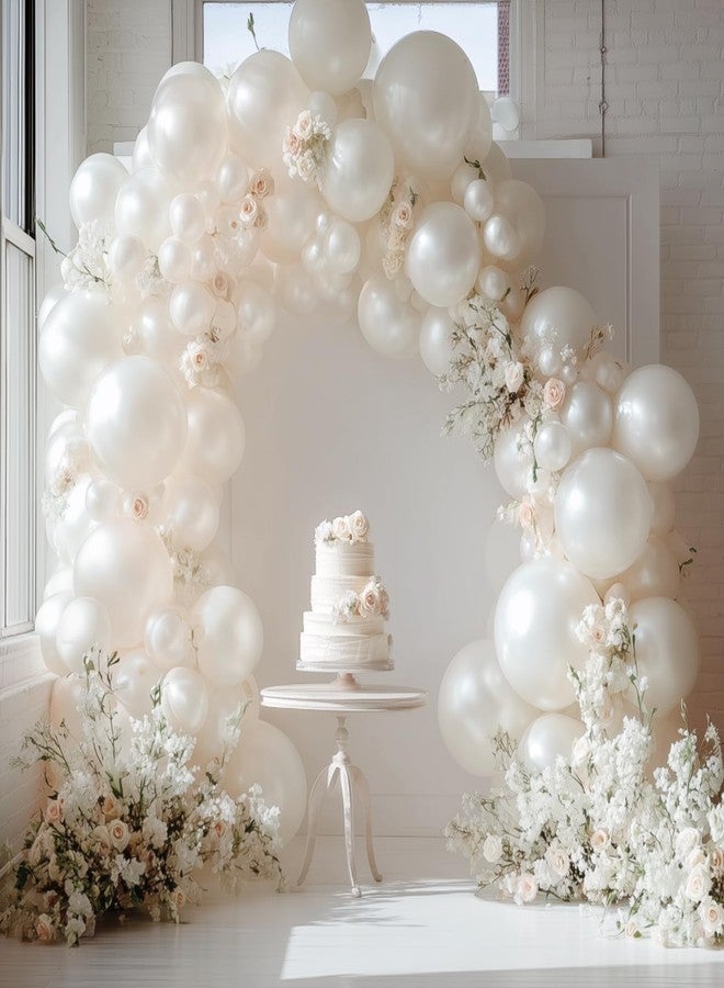 RUBFAC 129pcs Pearl White Balloons Different Sizes 18 12 10 5 Inch for Garland Arch Kit, Latex Balloon for Wedding Engagement Anniversary Bridal Baby Shower Birthday Party Decoration - Image 5