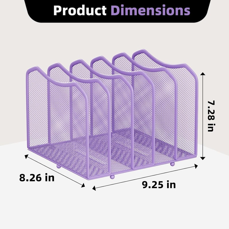 Simple Trending Mesh Desktop File Sorter Organizer, 5-Section Bookshelf for Desk Home Office, Purple - Image 2