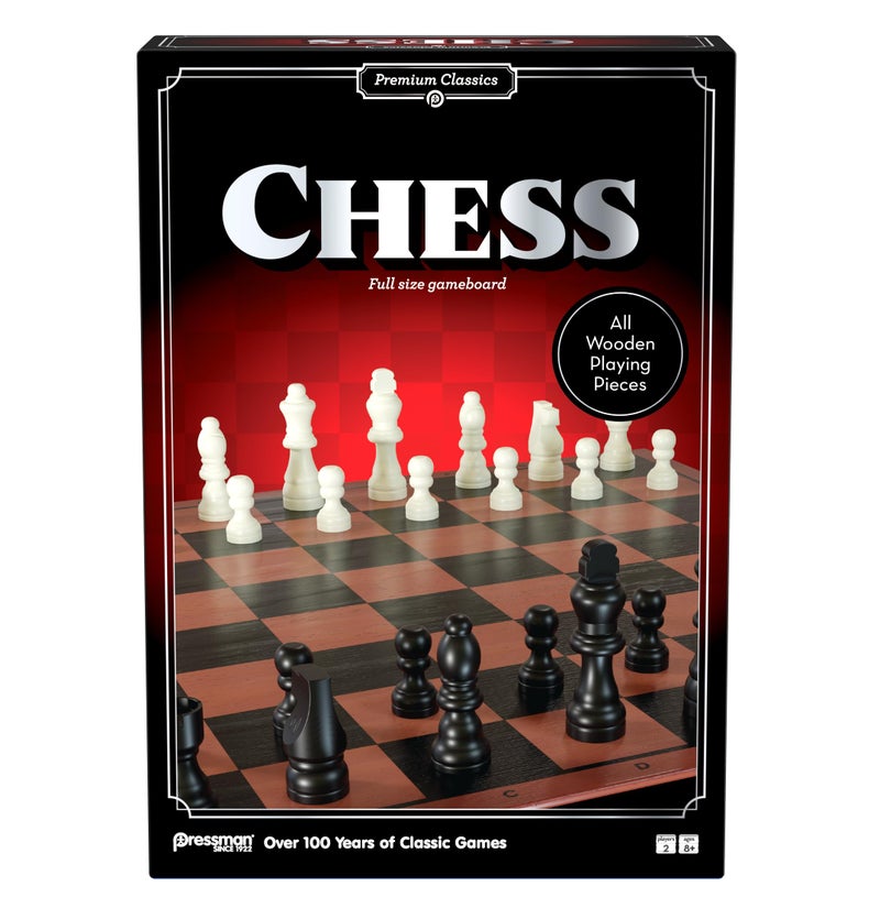 Pressman Premium Classics Chess FullSize Folding Gameboard with Wooden Playing Pieces 2 Players Ages 8 - Image 3