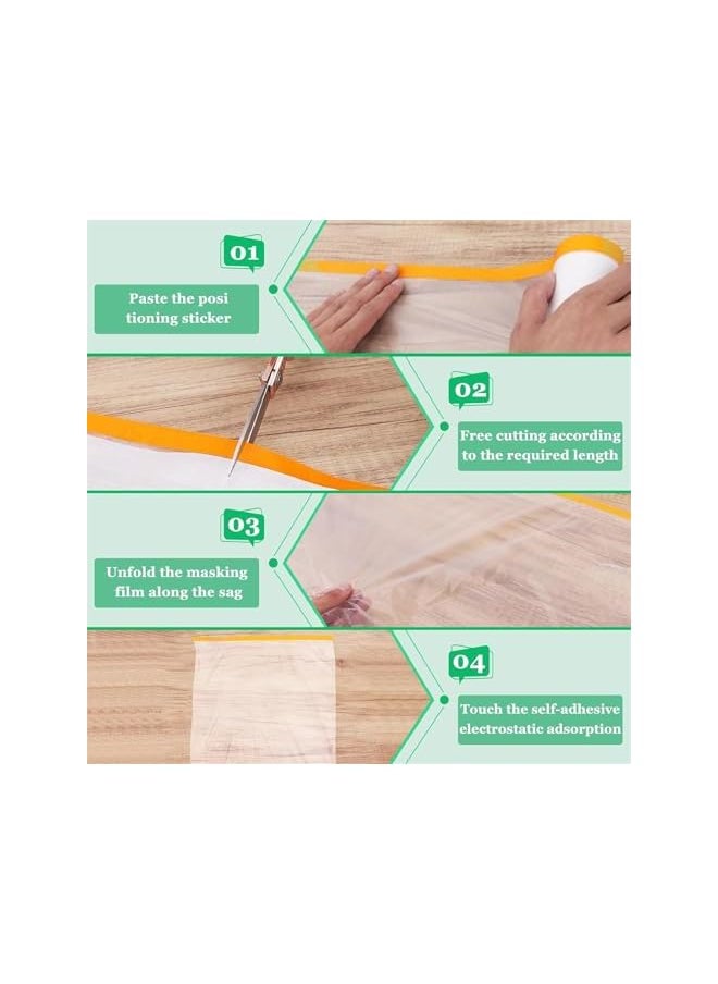 PROMASS - Pre-Taped Masking Film, Plastic Dust Proof Paint Protective Film,Waterproof Transparent Masking Film and Tape, Paint Masking Film for Furniture Wall Car Carpet (3 M x 20 M/9.8 FT x 65.5 FT, 1 Roll) - Image 1