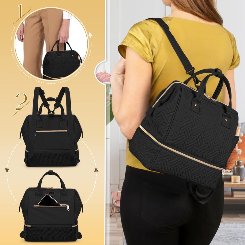 Fasrom Small Breast Pump Bag Backpack with Cooler Compatible with Momcozy and Medela Pumps, Pumping Tote with Waterproof Mat, Black - Image 5