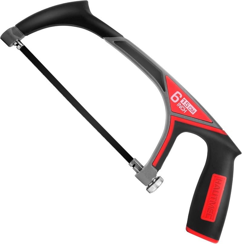 HAUTMEC 6” Pro Mini Hacksaw, Compact Aluminium Frame Hand Saw with 6 Adjustable Cutting Angles, Includes 1 Bi-Metal Blade for Metal, Wood, PVC – HT0145 - Image 1