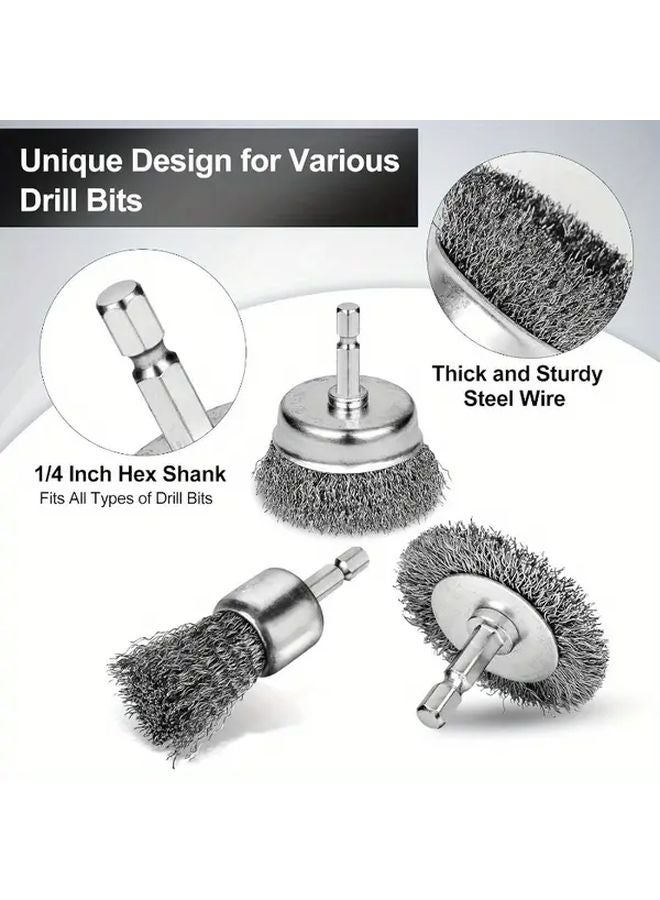 5pcs Carbon Steel Wire Cup Brush Set For Paint And Rust Removal - Image 5