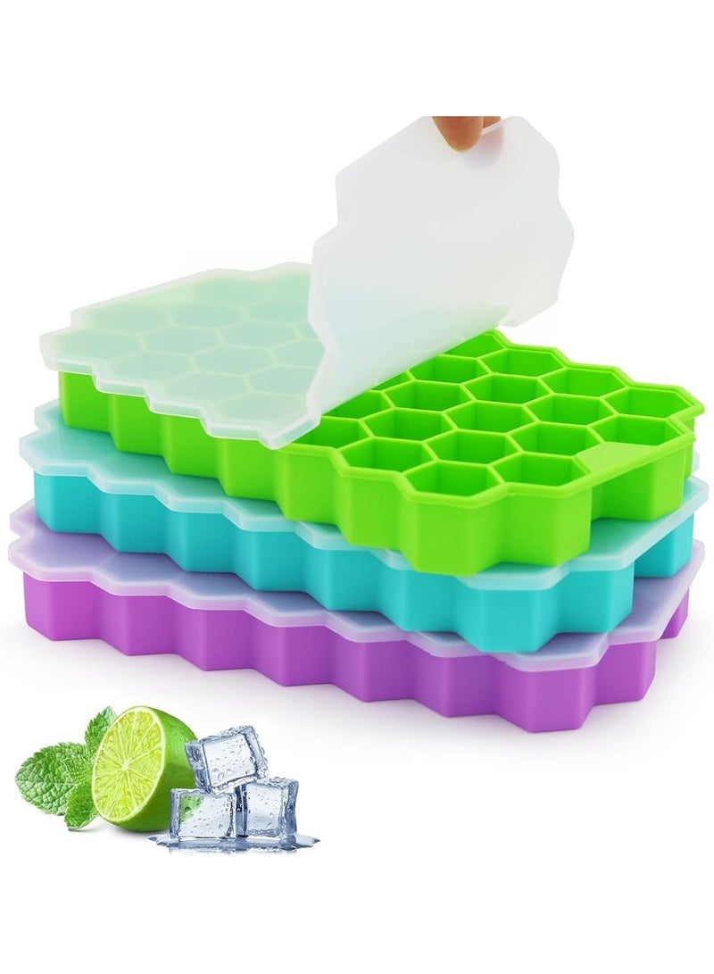 Silicone Ice Cube Trays with Lids, 3 Pack 37 Grid Easy Release Ice Trays - Image 1