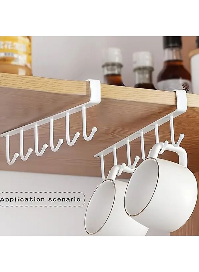 4 قطع حامل مساطر أبيض بدون حفر مع 6 خطاطيف لتعليق الأكواب والكؤوس - Image 5