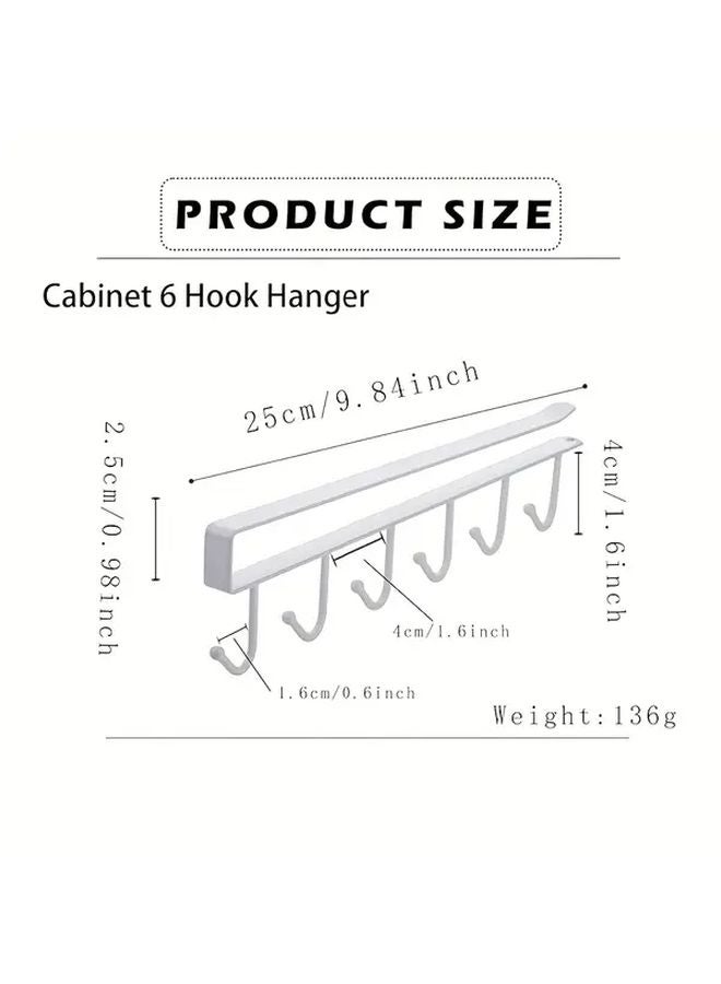 4 قطع حامل مساطر أبيض بدون حفر مع 6 خطاطيف لتعليق الأكواب والكؤوس - Image 4