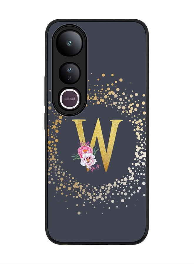 Stylizedd For vivo V50 Lite Case,Slim fit Camera Protection, Shockproof Thin Phone cover  - Custom Monogram Floral - W  (Grey )