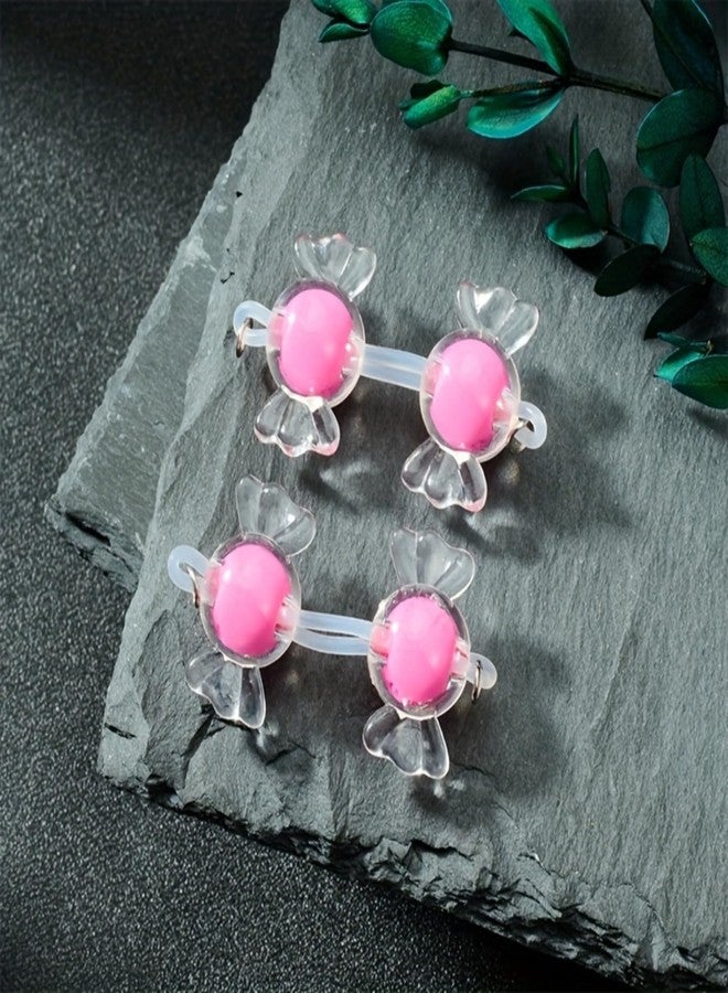 QWALIT Cute Candy Shape Fake Nipple Piercing Fake Nipple Rings Adjustable Elastic Nooses Silicone Hot Pink non-Piercing Faux Body Jewelry for Women Comfortable Valentine's Day - Image 2
