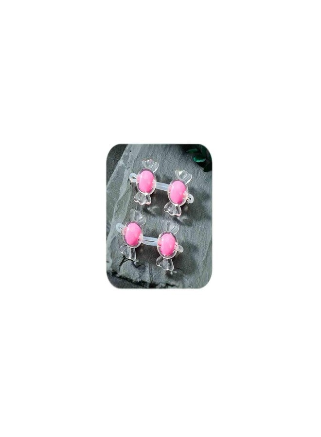 QWALIT Cute Candy Shape Fake Nipple Piercing Fake Nipple Rings Adjustable Elastic Nooses Silicone Hot Pink non-Piercing Faux Body Jewelry for Women Comfortable Valentine's Day - Image 1