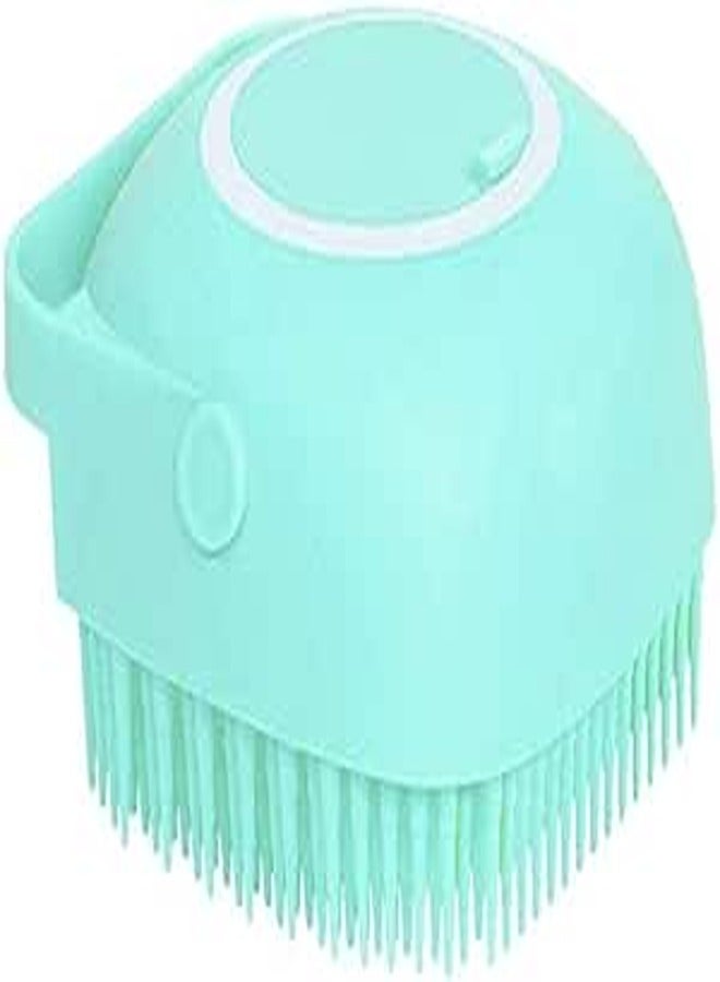 Body Bath Brush Silicone Reusable Body Scrubber Shower Brush Soft Bristle Massager with Fill Soap Dispenser For Body Wash Massage Gentle Skin Scalp Scrub Smoother Hair Comb (Sea Green)