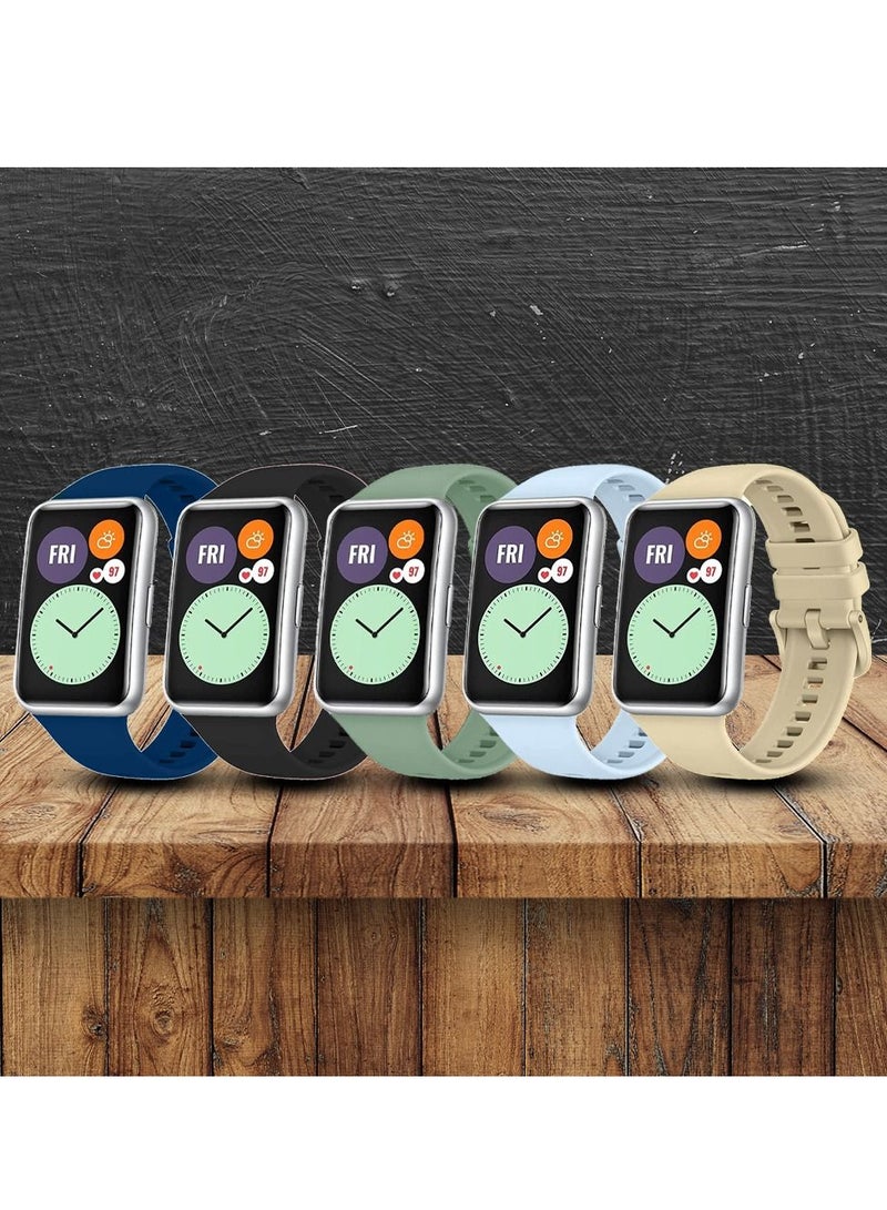 CATANES 5 Pack For Huawei Watch Fit 2 Silicone Bracelet Replacement Strap Multicolour 2(Only Compatible with Huawei Watch Fit 2) - Image 2