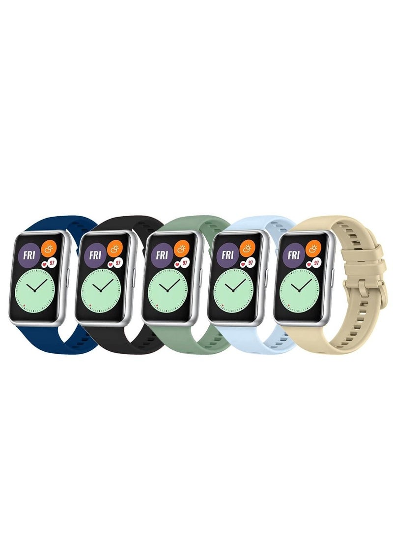 CATANES 5 Pack For Huawei Watch Fit 2 Silicone Bracelet Replacement Strap Multicolour 2(Only Compatible with Huawei Watch Fit 2) - Image 3