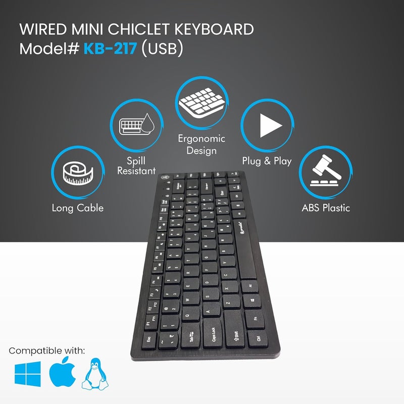 ProDot ProSeries Mini Chicklet Wired Keyboard Comes with 82 Keys I Function Keys & Rupee Key I Spill Resistant Design I Compatible with Windows, iOS, Linux with 1 Year Warranty - Image 2