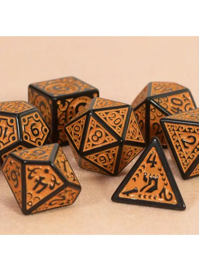 مجموعة النرد البرتقالي متعدد السطوح المكون من 7 قطع لألعاب لعب الأدوار للأعمار 14 سنة فما فوق - Image 1
