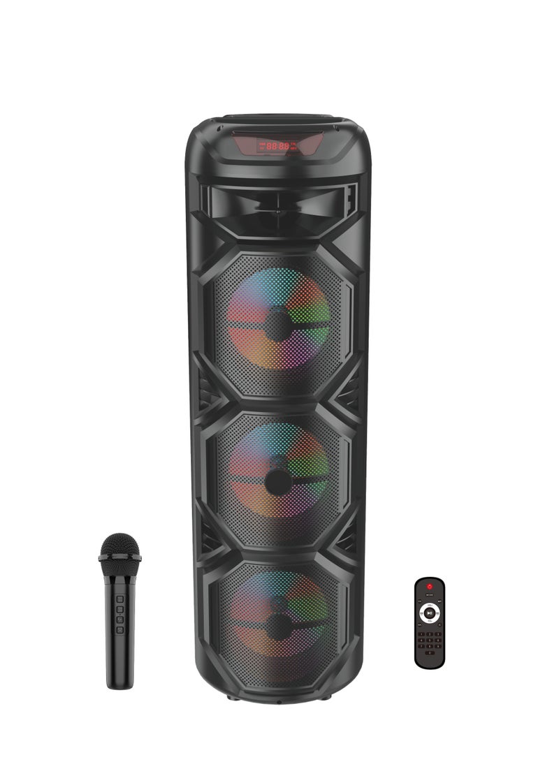 مايكروبلس سماعة حفلات قابلة للشحن PS-4844 مع بلوتوث، تحكم عن بُعد، صوت قوي وواضح، إضاءة مبهرة ودعم بطاقة ذاكرة – مثالية للرحلات والتجمعات - Image 1