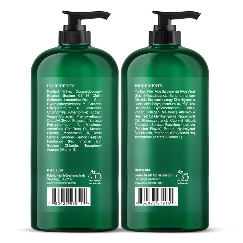 Botanic Hearth Vegan Collagen Infused Tea Tree Shampoo and Conditioner Set, 16 fl oz each - Sulfate Free, Paraben Free - For Itchy and Dry Scalp - Men and Women - Image 2