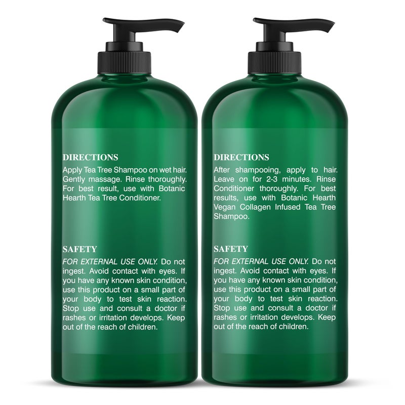 Botanic Hearth Vegan Collagen Infused Tea Tree Shampoo and Conditioner Set, 16 fl oz each - Sulfate Free, Paraben Free - For Itchy and Dry Scalp - Men and Women - Image 3