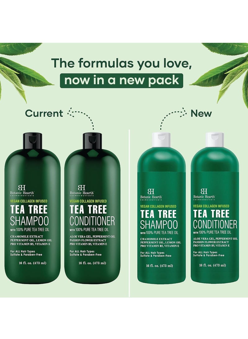 Botanic Hearth Botanic Hearth Vegan Collagen Infused Tea Tree Shampoo and Conditioner Set, 16 fl oz each - Sulfate Free, Paraben Free - For Itchy and Dry Scalp - Men and Women  - Image 3