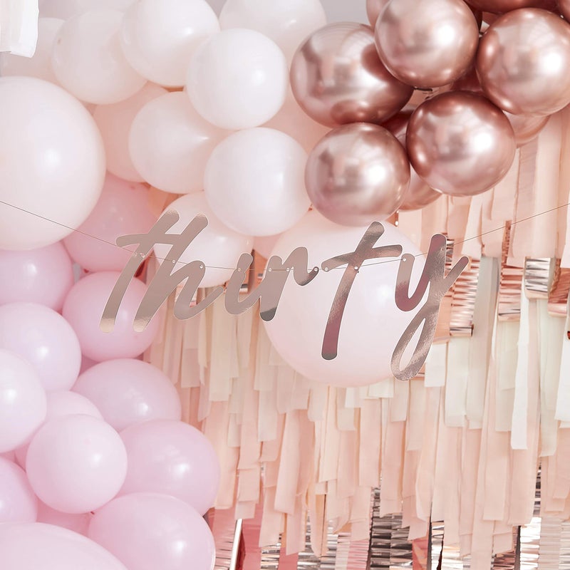 Ginger Ray 30TH ROSE GOLD HAPPY BIRTHDAY BANNER BUNTING - Image 1