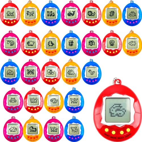Conagel 28 Pcs Virtual Pet Keychains Electronic Digital Pets Keychain Retro Handheld Game Machine Nostalgic 90s Toy for for Kids Birthday Party Gifts Goodie Bag Fillers - Image 1
