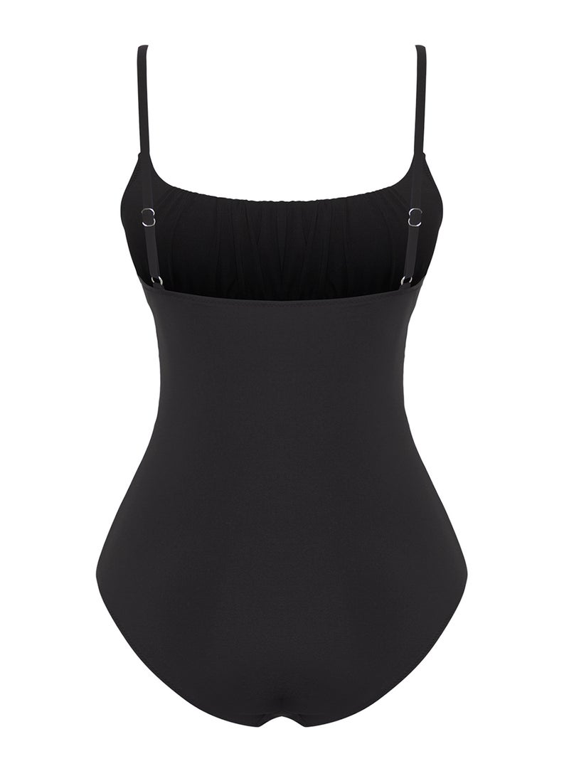 trendyol Black Draped Square Collar Capless Hipster Swimsuit Tbess25Ma00124 - Image 5