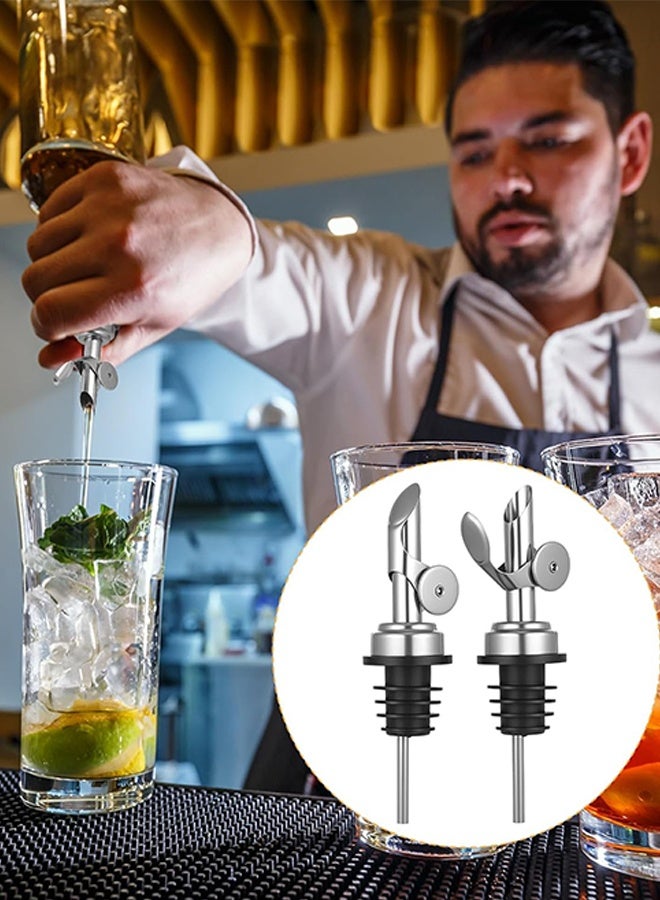 سويت لايف قطعتان من فوهات الزيت، فوهات توزيع زيت الزيتون، فوهات صب المشروبات الكحولية ذاتية الإغلاق، موزع أوزان لزجاجات المشروبات الكحولية والخل والشراب والكحول، فضي اللون - Image 5